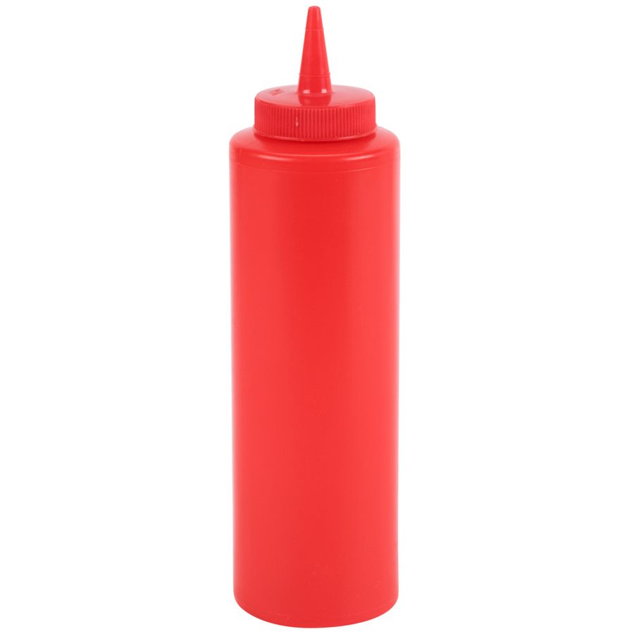 Squeeze Bottle, Red, Plastic, 8 Oz (237 ML)