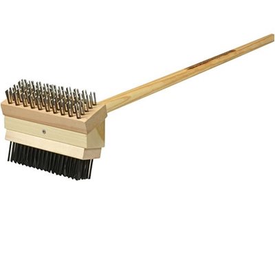 Brosse, Griller (Double, Grossière et Moyenne), Avec Manche en Bois 42po. L