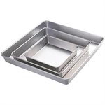 Pan/Baking Set, Aluminum, Square, 3 Pans (8, 12, 16"), 2" Deep