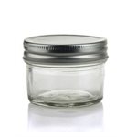 Glass Jar, Round, Metal Lid, 2.5" Dia, 2.2" Height