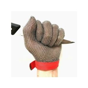 Protective Glove (Butcher), Chain Mail, Medium, Red Strap