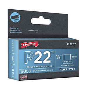 Staples, 5/16"(8Mm), Steel, 5000 Staples/Pk, For P22 Model, "Arrow"