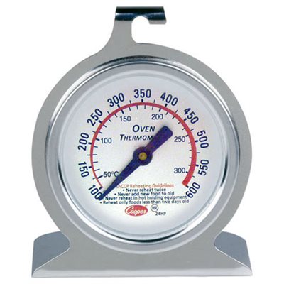 Oven Thermometer, Dial, Stainless Steel, 2" Dial Diameter