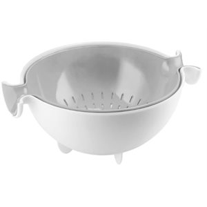 Spin & Drain Colander and Bowl Set (Grey/White)