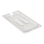 Cambro Camwear 30CWCHN135 Clear, Polycarbonate, Handled Lid With Spoon Notch (1/3 Size)