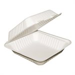 Compostable Clamshell Container, 8" x 8" x 3" , 200/Box