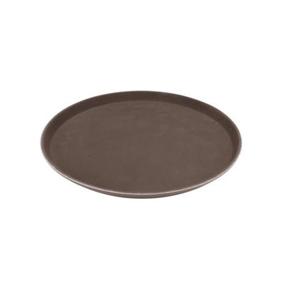 PLATEAU ROND ANTIDÉRAPANT POLYPROPYLÈNE EXTRA RÉSISTANT 14" (BRUN)