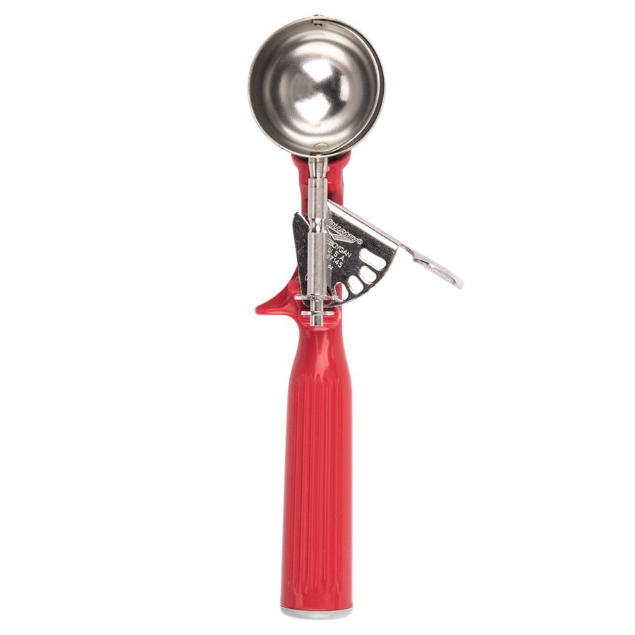 Disher, Size 24, Stainless Steel, 1.33 Oz, Red Handle