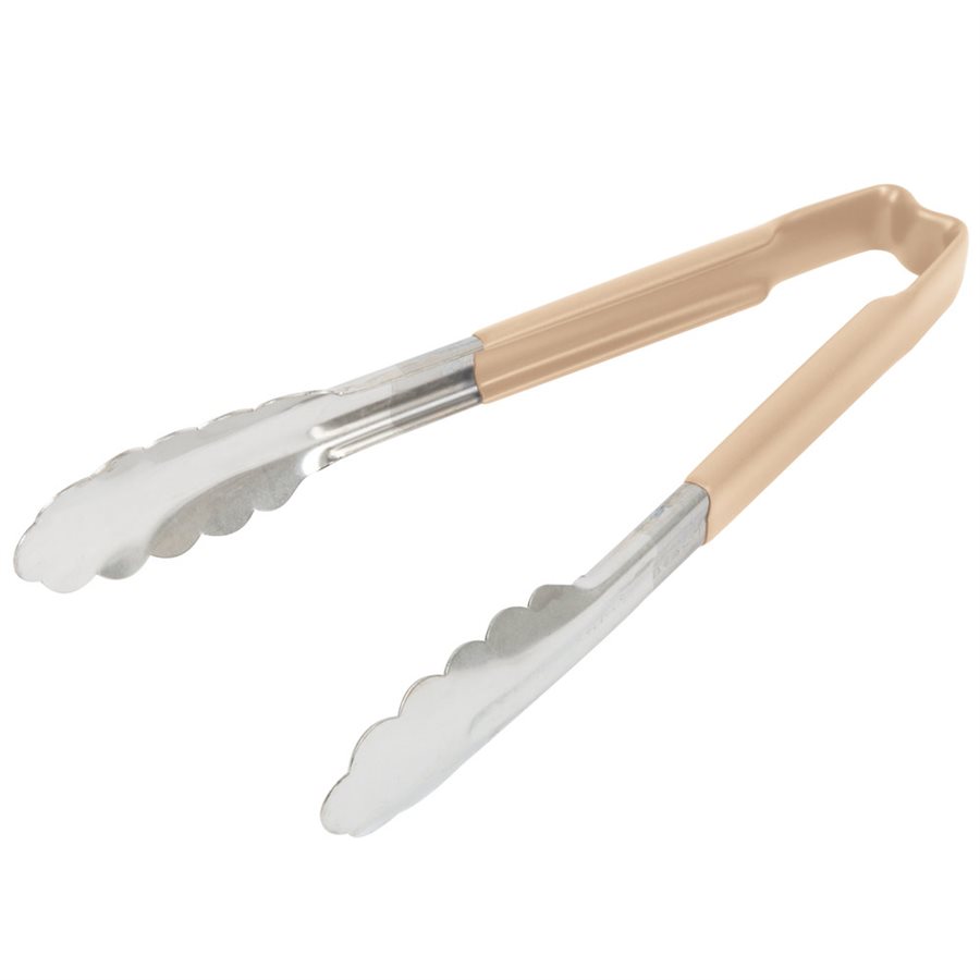 Utility Tongs, Stainless Steel, Tan, 9"