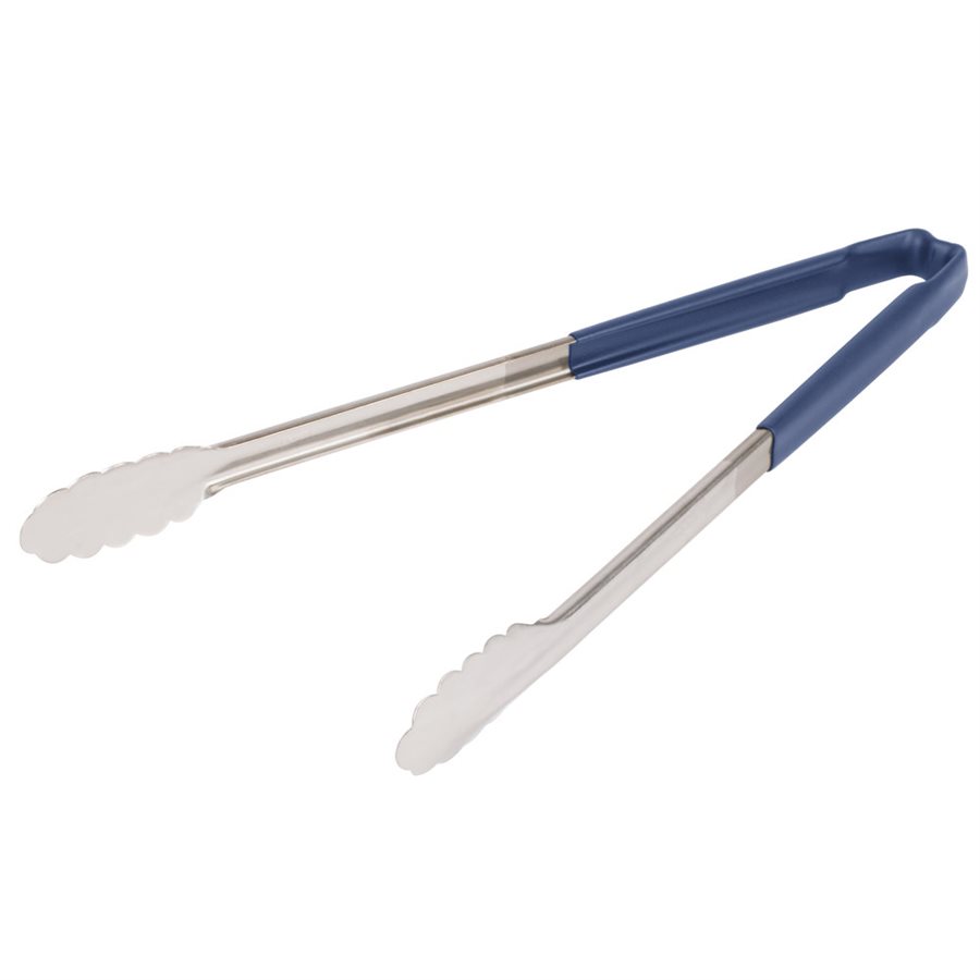 Utility Tongs, Stainless Steel, Blue, 16"