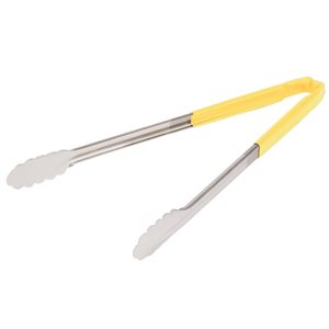 Utility Tongs, Stainless Steel, Yellow, 16"