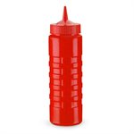 Squeeze Bottle, Wide Mouth, Polyethylene, Red, 32 Oz (946 ML)