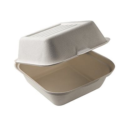 Boîte compostable, à hamburgers (6 x 6 x 3po) - 50 mcx.