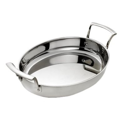 Roast Pan, Oval, Tri-Ply Stainless Steel, 12 X 10.4 X 2"