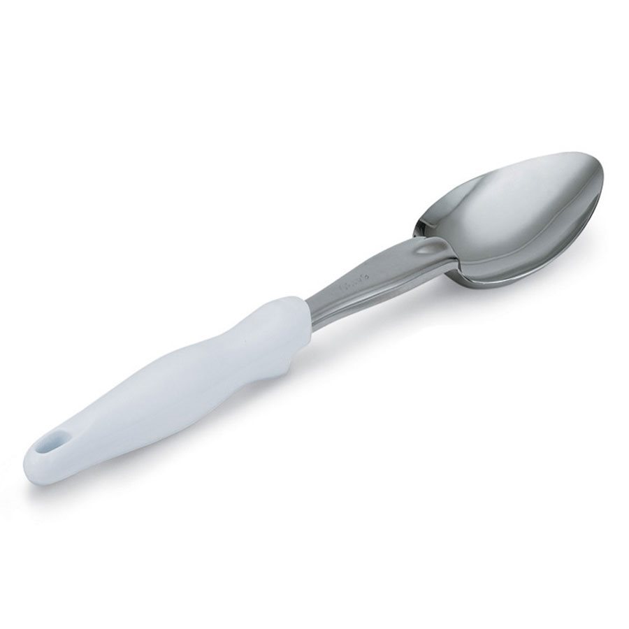 Basting Spoon, Solid, Ergonomic Grip, 14" (35CM) Length, Blanc