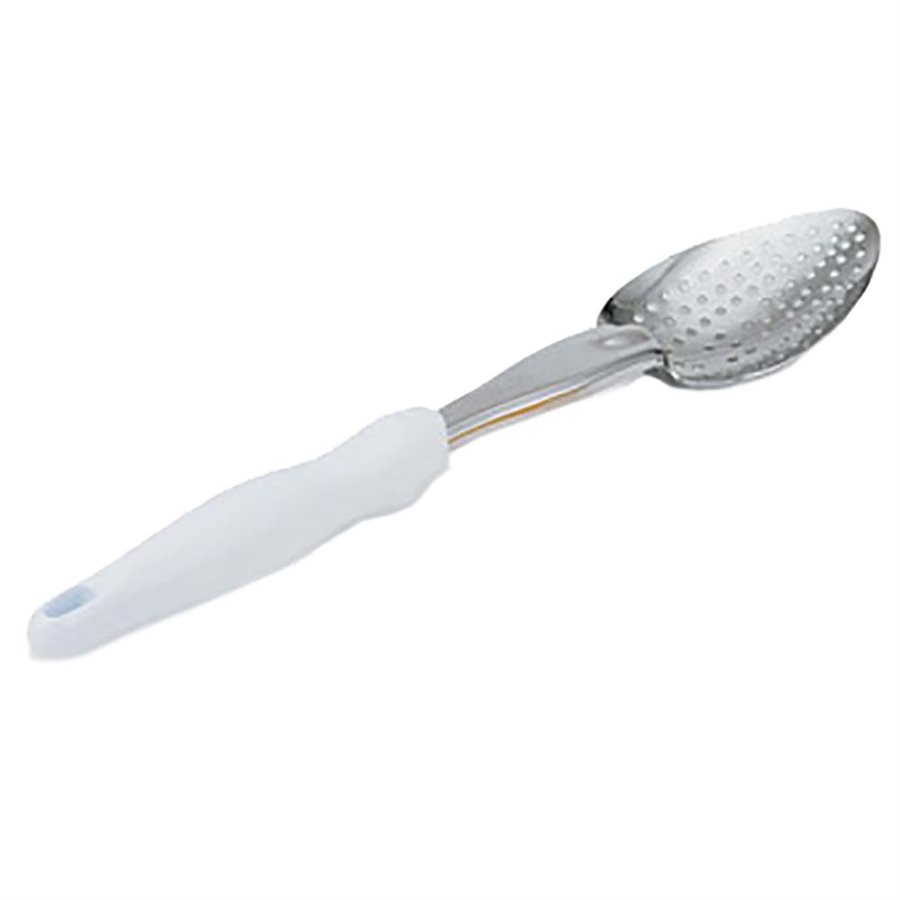 Basting Spoon, Perforated, Ergonomic Grip, 14" (35CM) Length, White