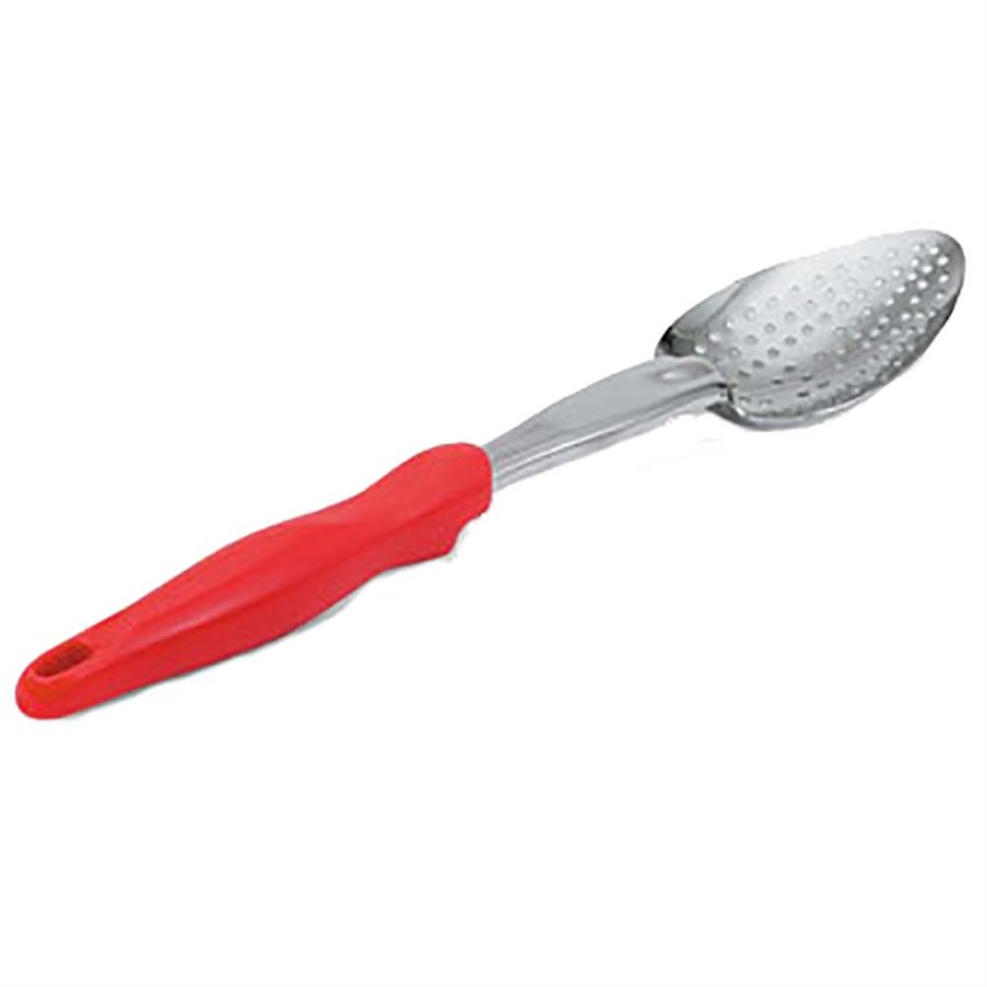 Basting Spoon, Perforated, Ergonomic Grip, 14" (35CM) Length, Red