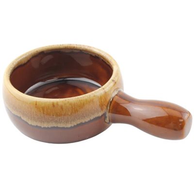 ONION SOUP BOWL BROWN CERAMIC 12 OZ