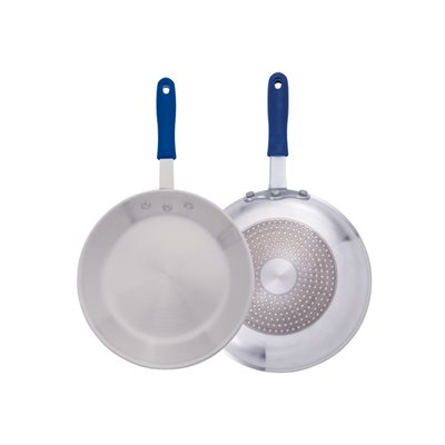 Induction Ready Aluminum Fry Pan with Silicon Sleeve 12" , Stainless Steel Bottom, Natural Finish