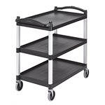 Utility Cart, 3 Shelves, 40 x 21.25 x 37.5", Black