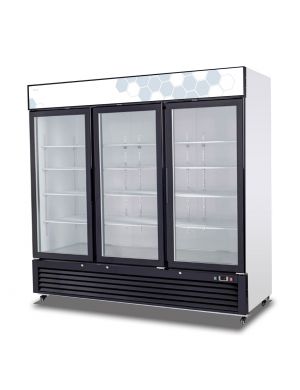 REACH-IN REFRIGERATOR, 3 GLASS DOORS, 72CU/FT, 82" X 31.5" X 81"H