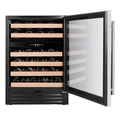 Built-In/Freestanding Stainless Steel Wine Cellar 24" , 46 Bottles Capacity, Two(2) Temperature Zones