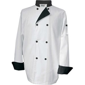 Veste De Cuisinier, Double Extra Large, Blanc A Contraste Noir