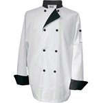 Veste De Cuisinier, Large, Blanc A Contraste Noir, "Economy Basic"