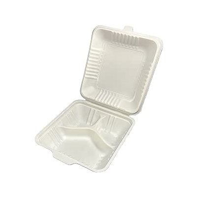 8" X 8" HINGED 3 COMPARTMENT CONTAINER. 150/BX