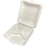 8" X 8" HINGED 3 COMPARTMENT CONTAINER. 150/BX