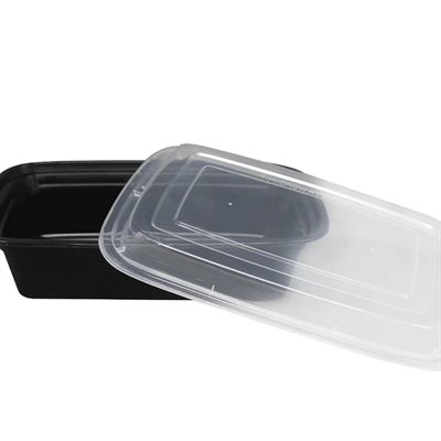 Récipient Rectangulaire Noir De 38 oz. En PP Pour Micro-Ondes, Avec Couvercle Transparent, (50/PQT)