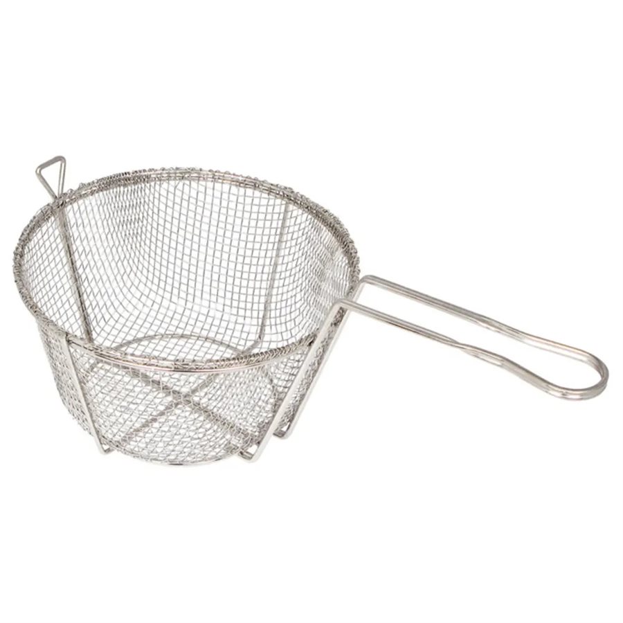 Round 4 Mesh Wire Fry Basket with Uncoated Handle