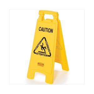 Floor Sign, "Wet Floor" Imprint, Yellow, 2 Sided