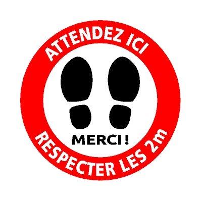 FLOOR SIGN - 14" ROUND, RED (FRENCH)