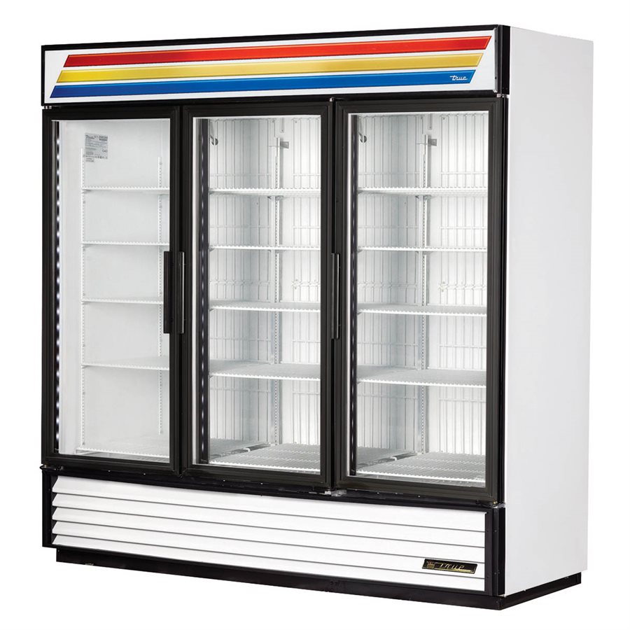 Congélateur/Vitrine, 3 Portes Fixes, 78.13 X 29.88 X 78.63 Po, Blanc