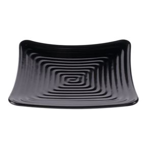 Plate (Ribbed Texture), Square, Melamine, Black, 7.25"