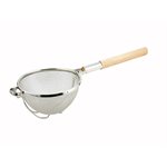 Strainer, Double Tin Mesh, 14" Diameter, Round Wood Handle