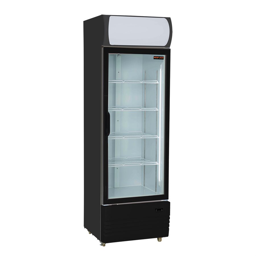 Reach-In Refrigerator 24", 1 Glass Door, 13 Cu/Ft (370 ML), 24"× 25"× 78"