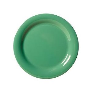 Plate, Round, Narrow Rim, 9" Diameter, Melamine, Rainforest Green