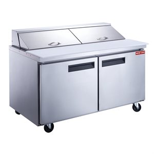 Refrigerated Salad/Sandwich Prep Table 60", Two Doors, 16 Pans