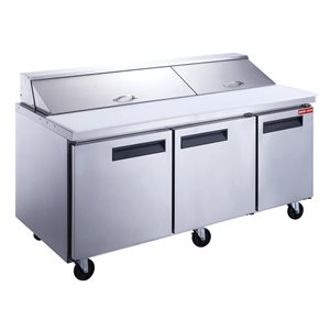 Refrigerated Sandwich/Salad Prep Table 72" , Three Doors, 20 Pans