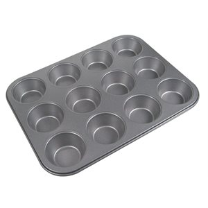 Pan, Muffin, Aluminum, 12 Cups, Non Stick Coating