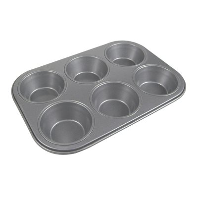 Pan, Muffin, Aluminum, 6 Cups, Non Stick Coating