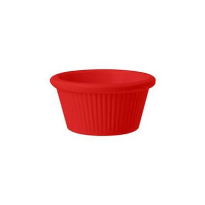 Ramekin, Fluted, Lined Texture, 2 Oz / 59 ML, Melamine, Red