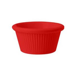 Ramekin, Fluted, Lined Texture, 2 Oz / 59 ML, Melamine, Red