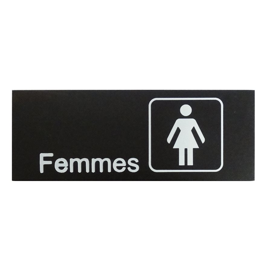 Sign "Femmes" With Pictogram And Text 3" x 8" - Black