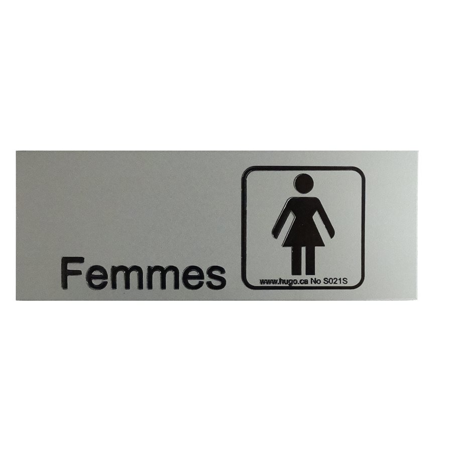 Sign "Femmes" With Pictogram And Text 3" x 8" - Grey