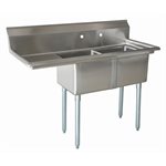 Sink (Double) With Drainboard (Left Side), 18" Bowl Width