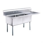 Sink (Double), With Drainboard (Right Side), 24" Bowl Width