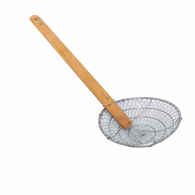 Skimmer, Fine Mesh, Stainless Steel Bamboo Handle, 6" Diameter